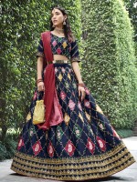 Navy Blue Silk Lehenga Choli